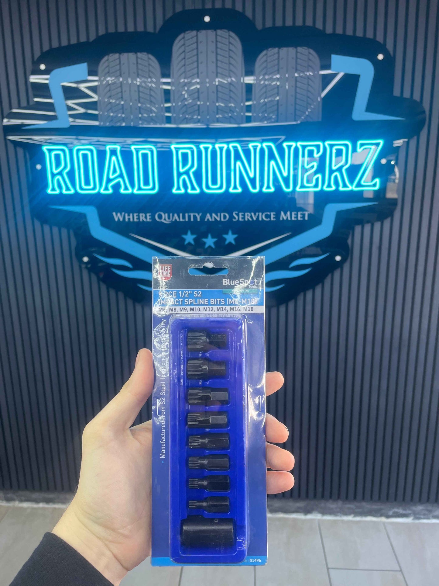 BLUESPOT 9 PCE 1/2” S2 IMPACT SPLINE BITS (M6-M18)