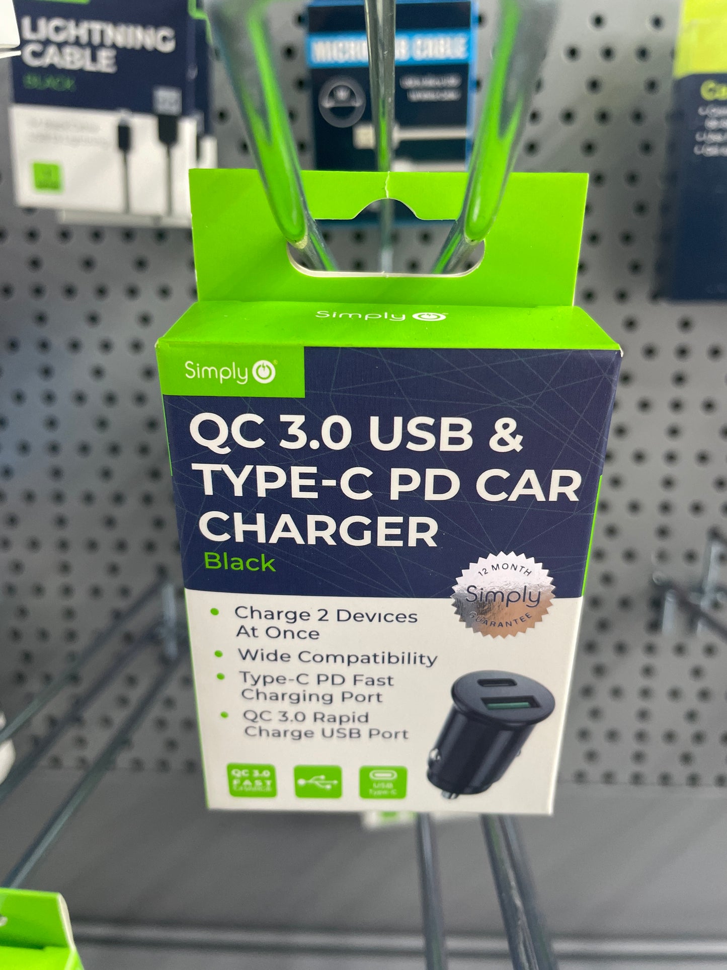 SIMPLY QC 3.0 USB & TYPE-C PD CAR CHARGER BLACK