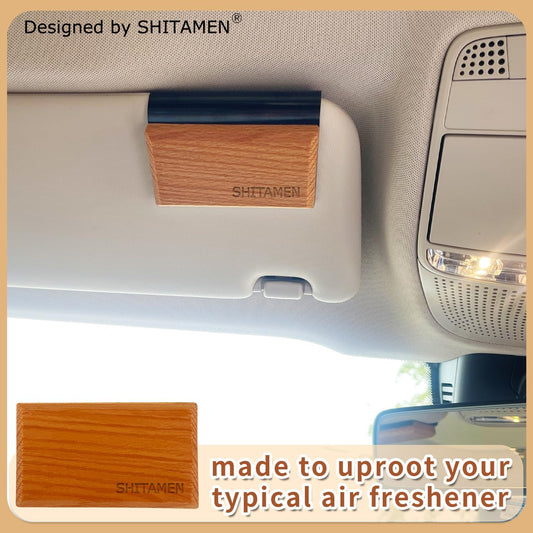 Car Air Freshener - Wood Air Freshener - Car Odor Eliminator - Visor Clip Scent Starter Kit (Pack of 1 Teak Scent)