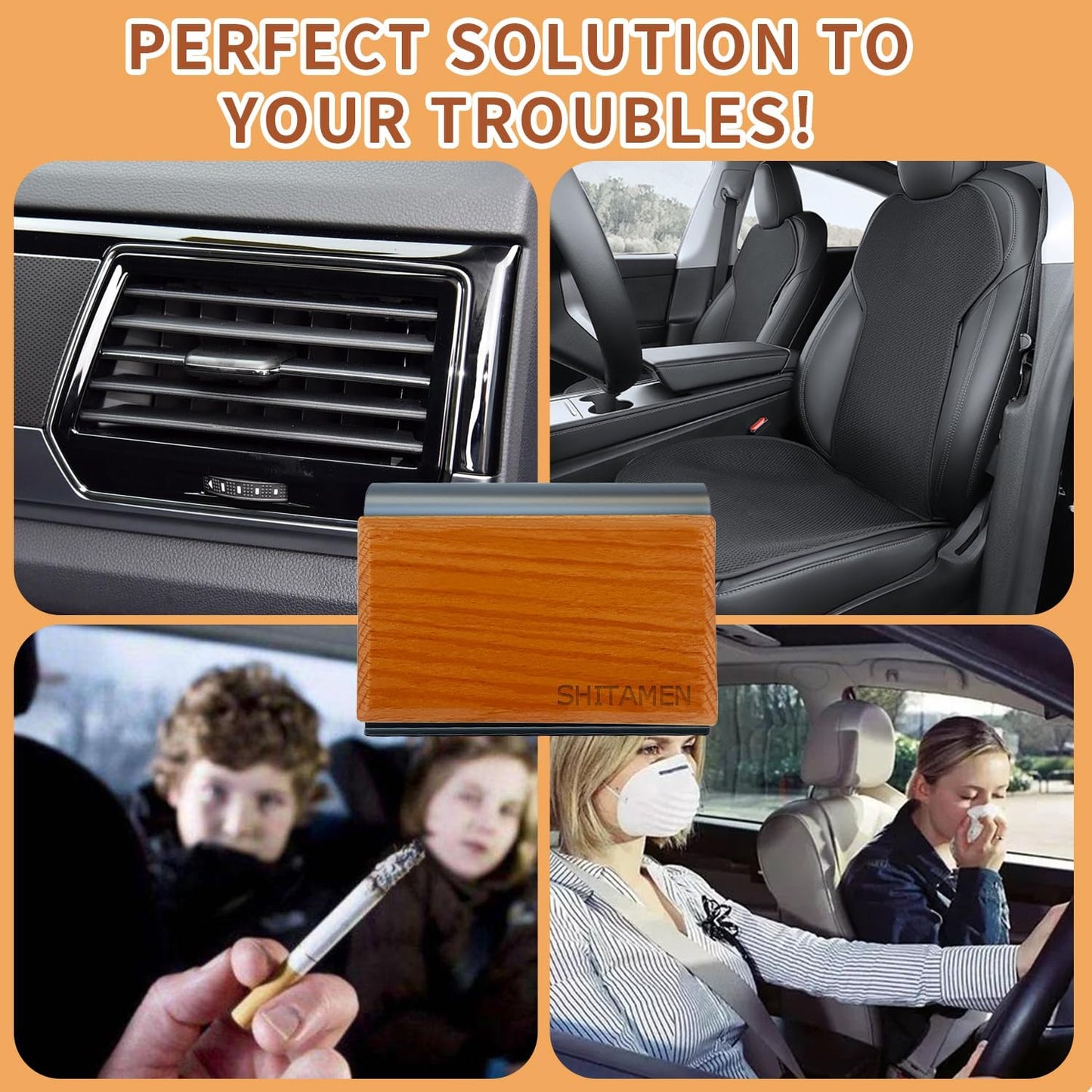 Car Air Freshener - Wood Air Freshener - Car Odor Eliminator - Visor Clip Scent Starter Kit (Pack of 1 Teak Scent)