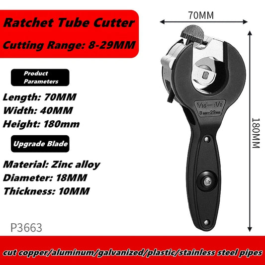 Ratcheting Tubing Cutter 8-29Mm Universal Pipe Cutter Stainless Steel Copper Aluminium Ratchet Scissors Hose Cutting Hand Tools