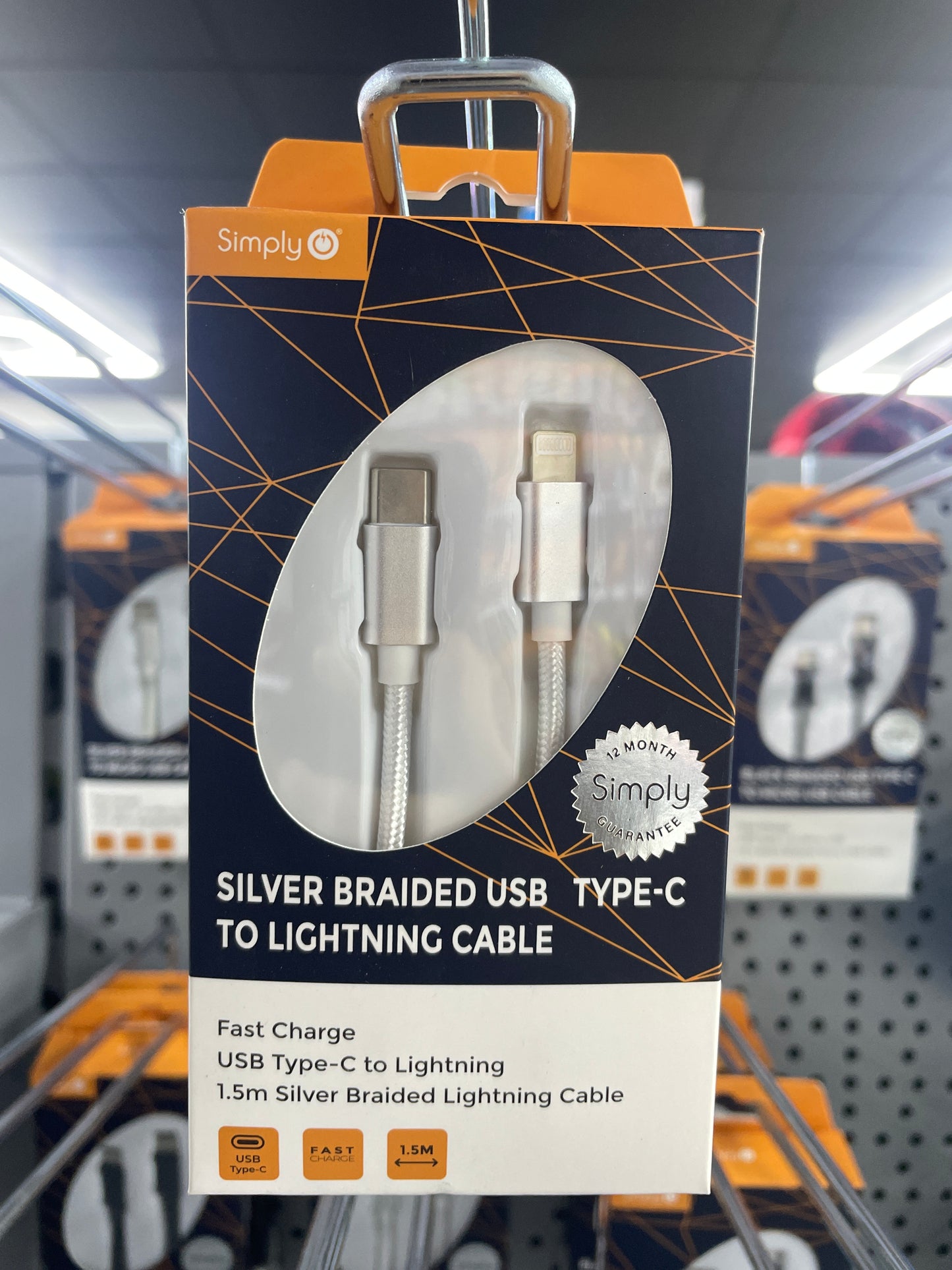 SIMPLY SILVER BRAIDED USB TYPE-C TO LIGHTING CABLE