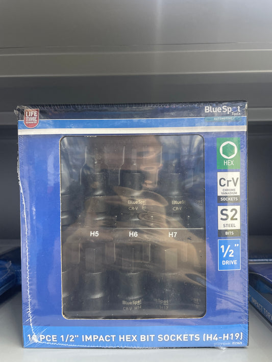 BLUESPOT 10 PCE 1/2” IMPACT HEX BIT SOCKETS (H4 - H19)