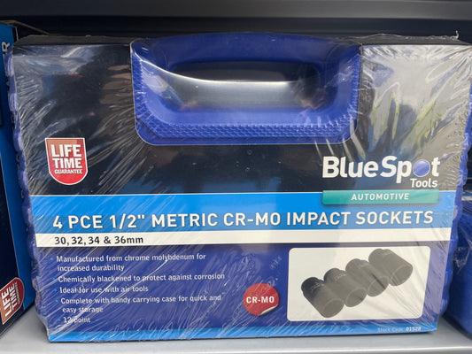 BLUESPOT 4 PCE 1/2” METRIC CR-MO IMPACT SOCKETS