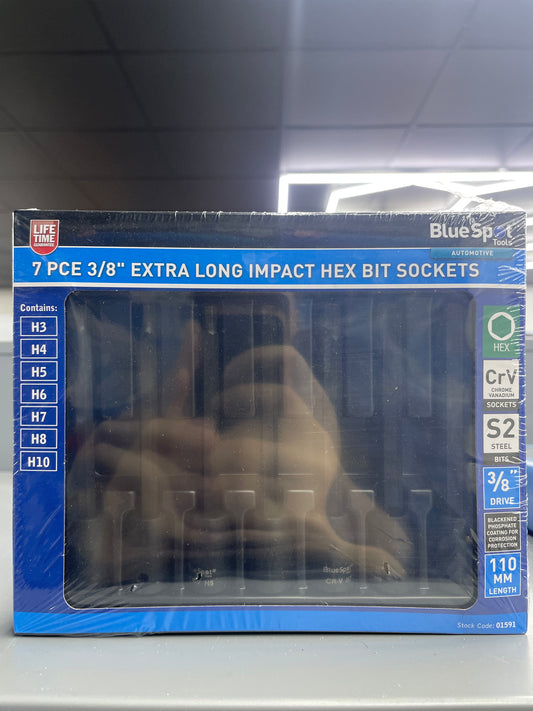 BLUESPOT 7 PCE 3/8” EXTRA LONG IMPACT HEX BIT SOCKETS