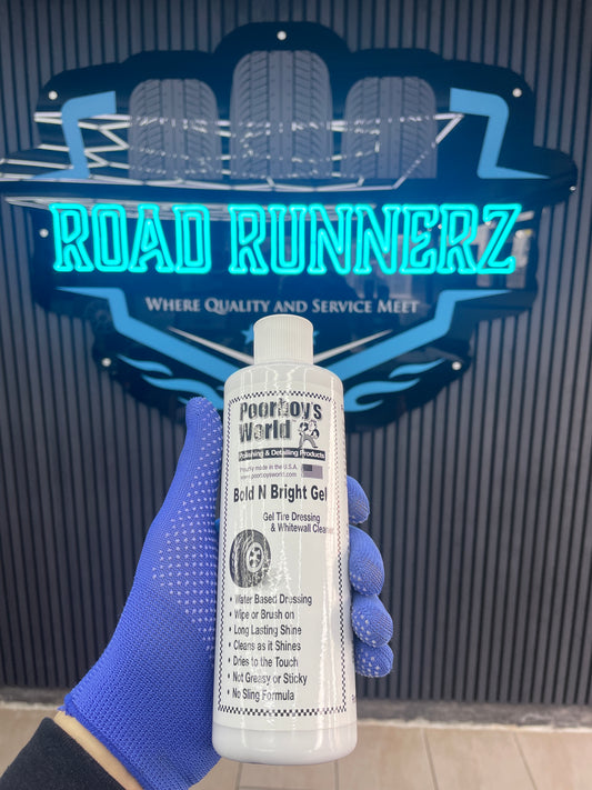 POORBOY’S WORLD BOLD N BRIGHT GEL TIRE DRESSING & WHITEWALL CLEANER