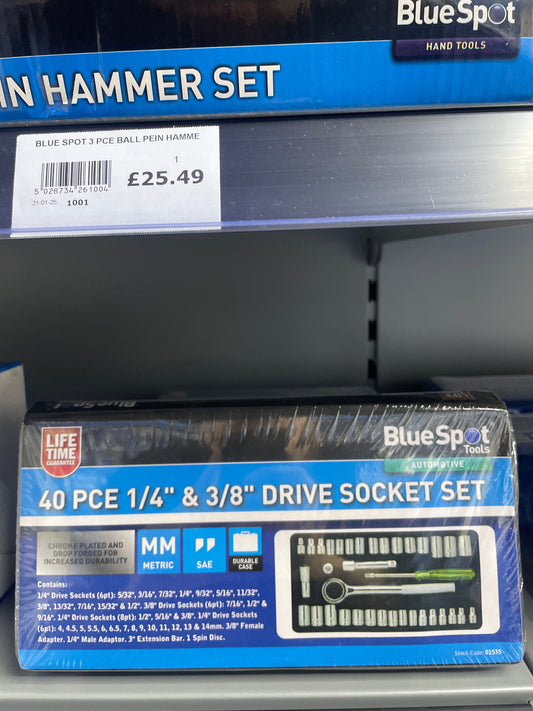 BLUESPOT 40 PCE 1/4” & 3/8” DRIVE SOCKET SET