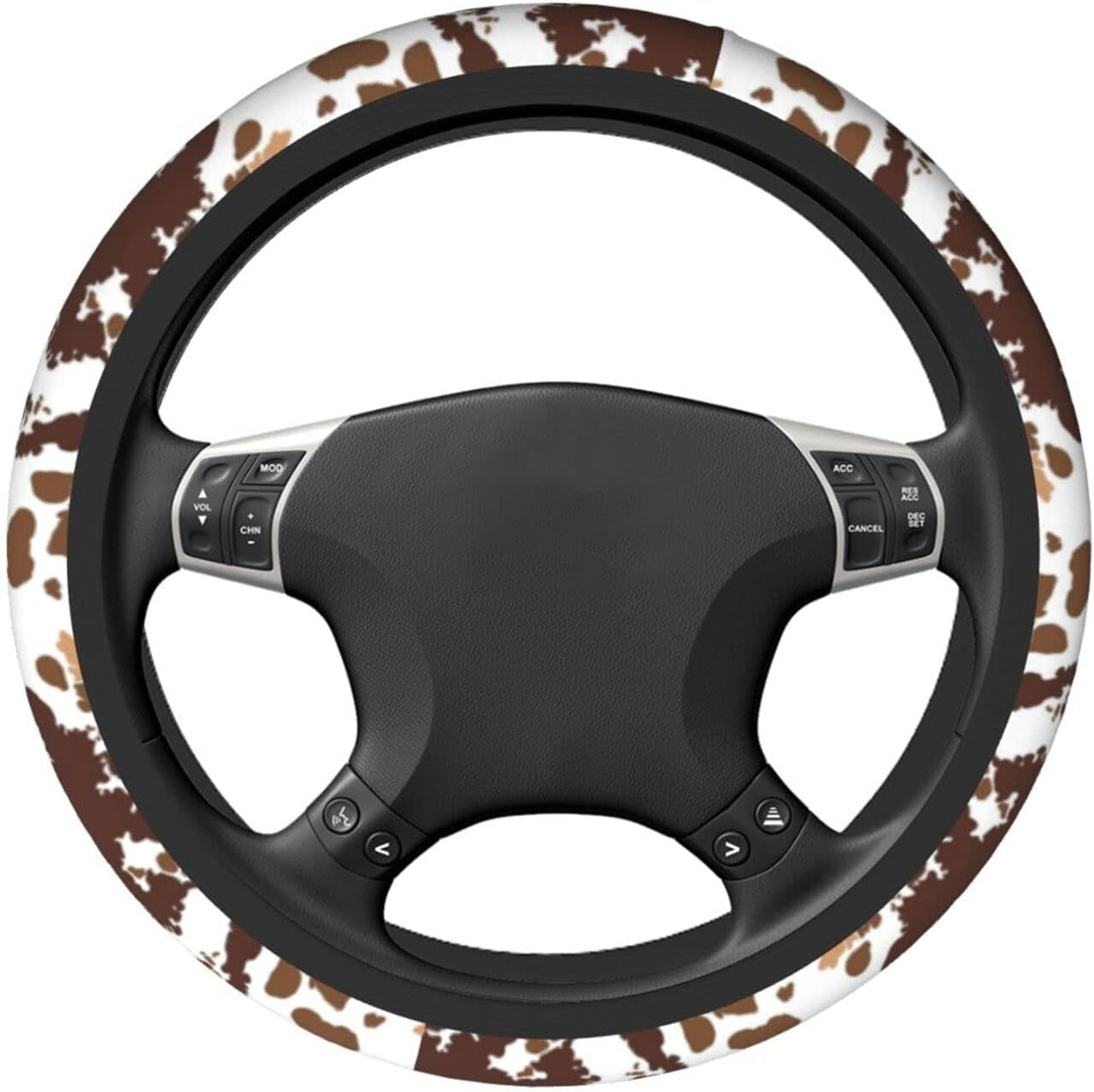 Brown Cow Print Steering Wheel Cover Universal 15 Inches for Women Men, Neoprene Anti-Slip Cute Car Steering Wheel Grip Wrap Car Accessories Protective Case Cover for Vehicle Truck SUV¡­