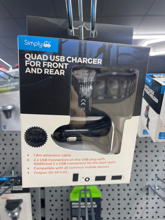 SIMPLY QUAD USB CHARGER FOR FRONT AND REAR