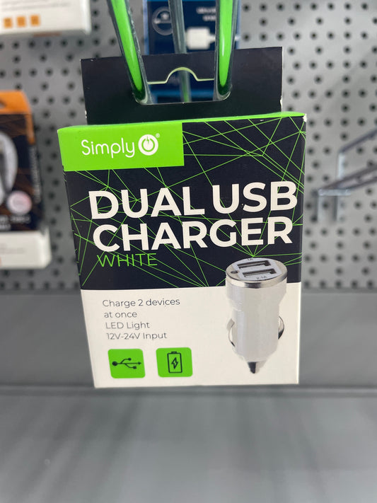 SIMPLY DUAL USB CHARGER WHITE