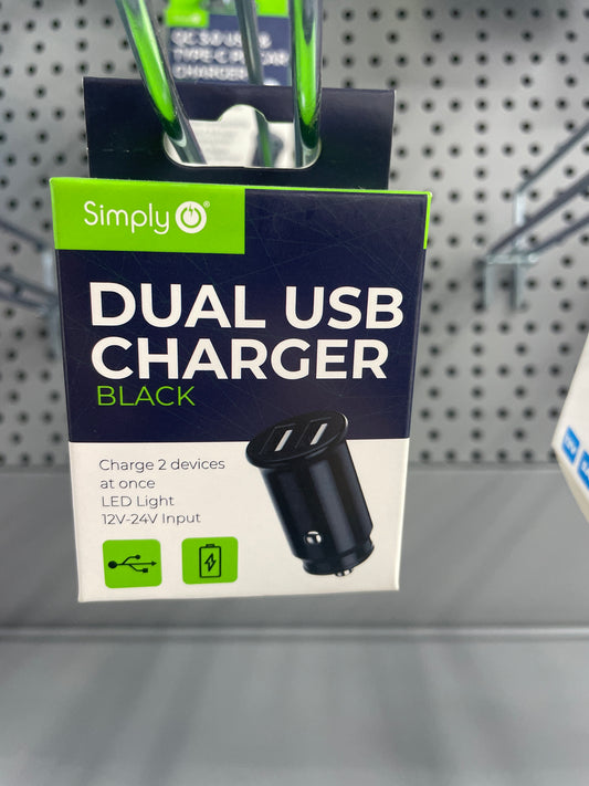 SIMPLY DUAL USB CHARGER BLACK