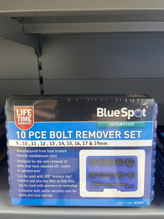 BLUESPOT 10 PCE BOLT REMOVER SET (9MM - 19MM)