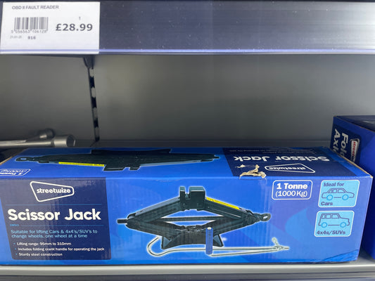 STREETWIZE SCISSOR JACK 1 TONNE (1000KG)