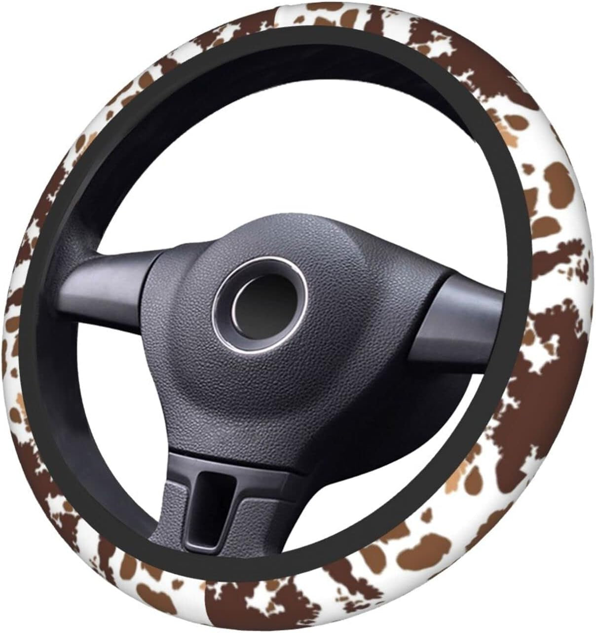 Brown Cow Print Steering Wheel Cover Universal 15 Inches for Women Men, Neoprene Anti-Slip Cute Car Steering Wheel Grip Wrap Car Accessories Protective Case Cover for Vehicle Truck SUV¡­