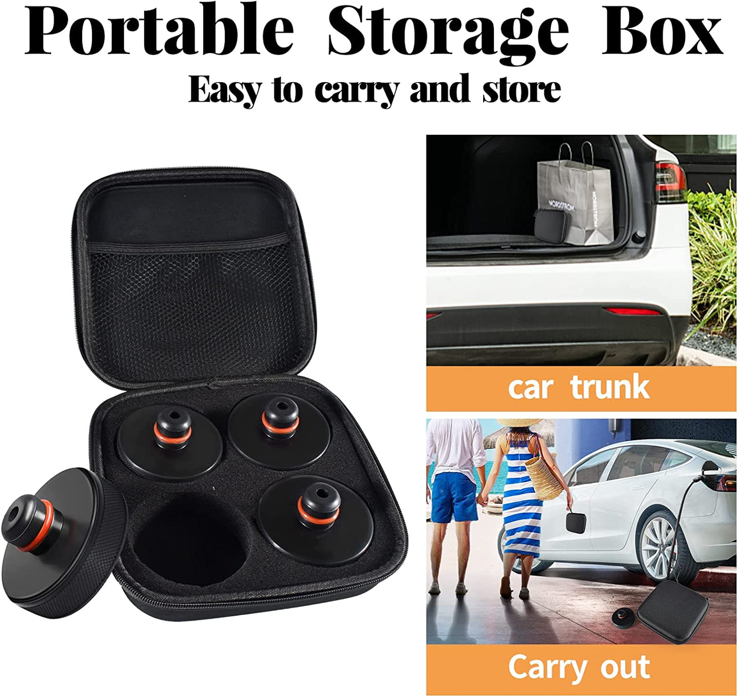 Lifting Jack Pad for Tesla Model 3 S X Y, 4 Pucks with a Storage Case, Accessories for Tesla Vehicles
