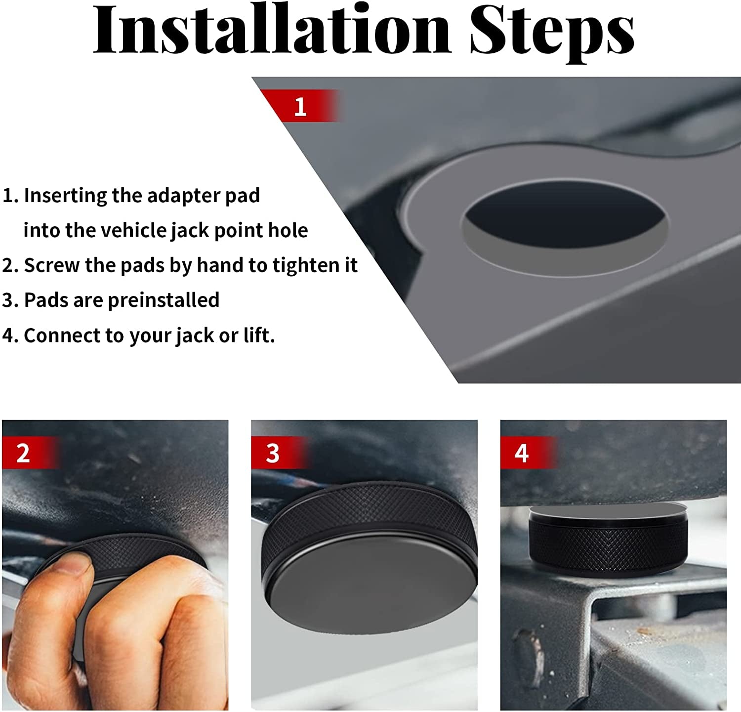 Lifting Jack Pad for Tesla Model 3 S X Y, 4 Pucks with a Storage Case, Accessories for Tesla Vehicles